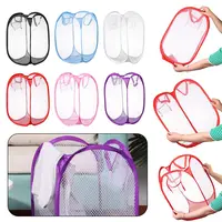 Foldable Laundry Basket Mesh Washing Laundry Bag Dirty Sorting Basket Kids Toys Sundries Home Bin Hamper Storage Box Organize 3