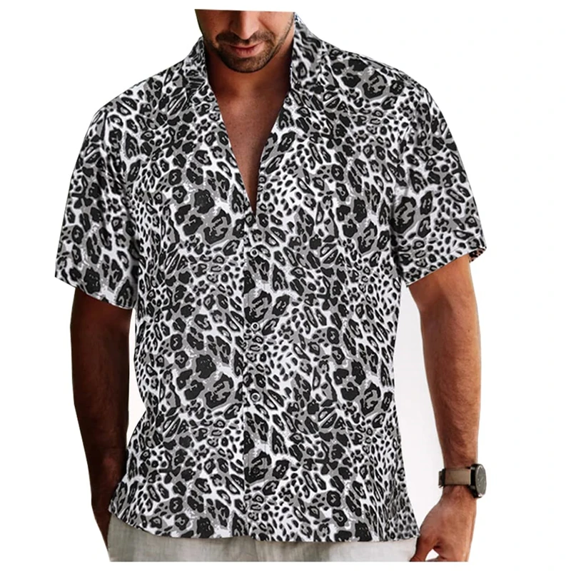 3D Printed Snake Skin Pattern Shirt Men's Clothes Harajuku Street Lapel Shirts Personality Trendy Spotted Stripes Button Blouse 3
