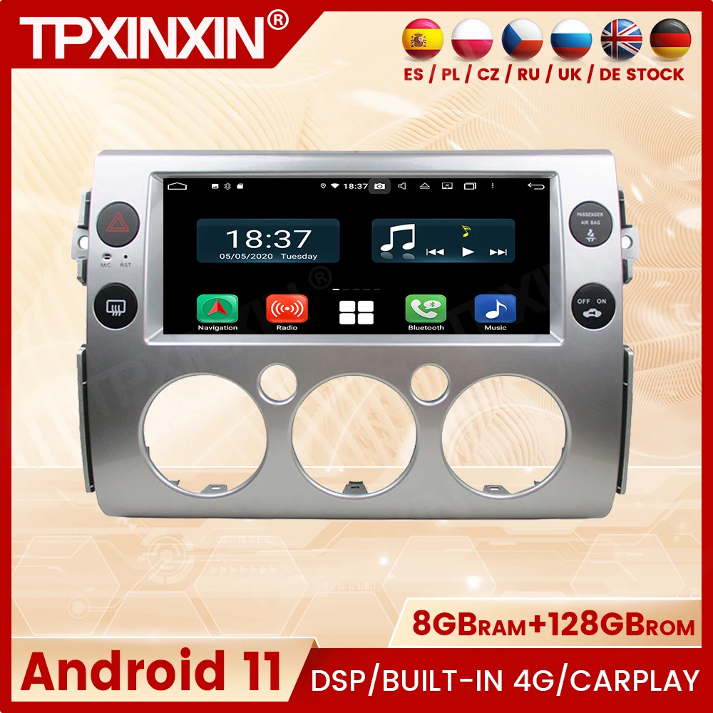

Автомобильный мультимедийный плеер 2 Din на Android с GPS-навигацией для Toyota FJ Cruiser 2007-2016 2017 2018, радио Coche с Bluetooth Carplay