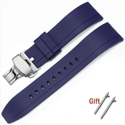 Premium Quick Release Rubber Watch Strap - High-Quality Silicone Band (20mm, 22mm, 24mm) - 22mm (Blue)