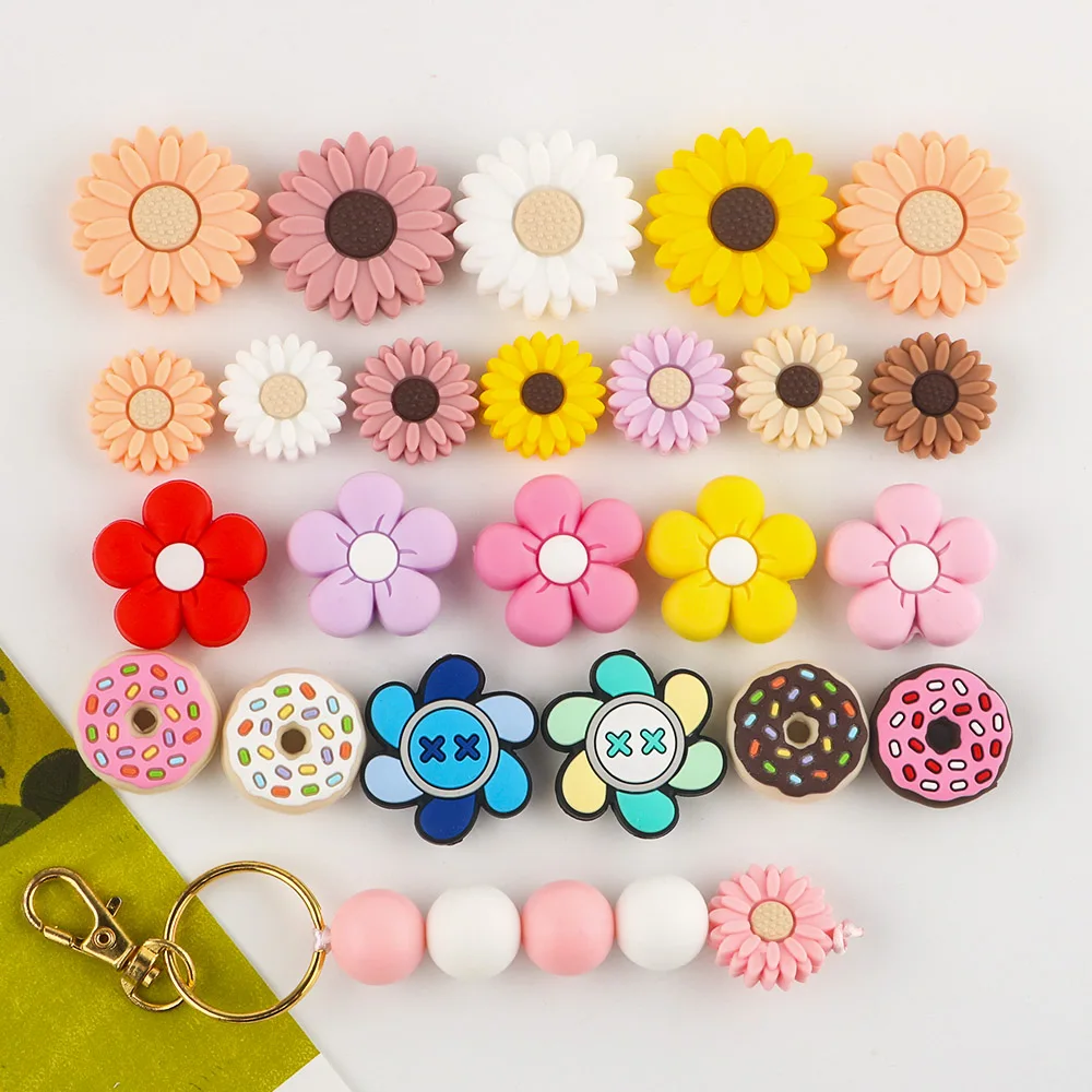 5-10Pcs-Mini-Flowers-Donuts-Silicone-Beads-For-Jewelry-Making-DIY ...