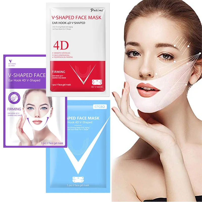 

4D V Shape Slim Mask Ear-hanging Thin Face Treatment Double Chin Skin Care Tool Lift Masseter Muscle Hydrogel Facial Mask