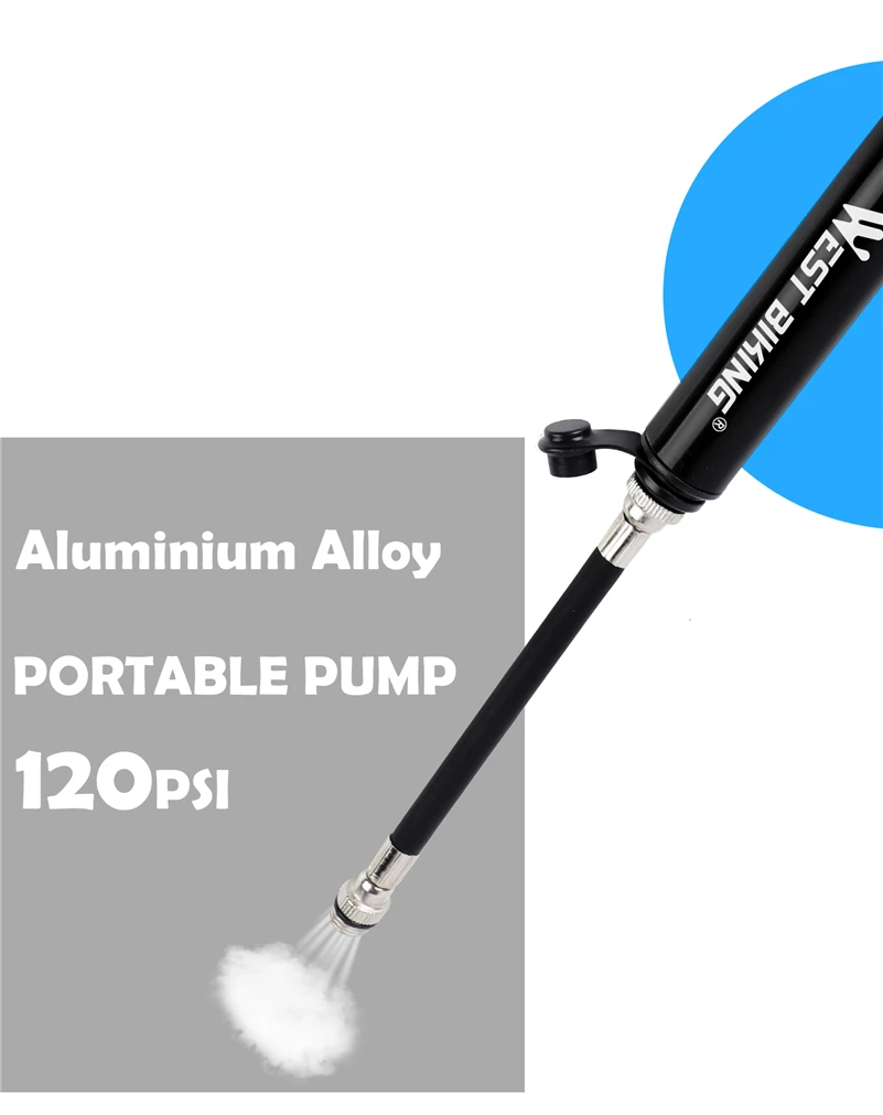 West Biking 100psi Mini Fahrrad pumpe Aluminium legierung Fahrrad Hand Luftpumpe Reifen Inflator Schrader Presta Ventil MTB Rennrad pumpe – Detail 4
