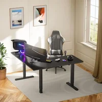 Electric L Shaped Standing Desk Dual Motor Height Adjustable 220lb Load Spacious Desk Sit-stand Desk 2