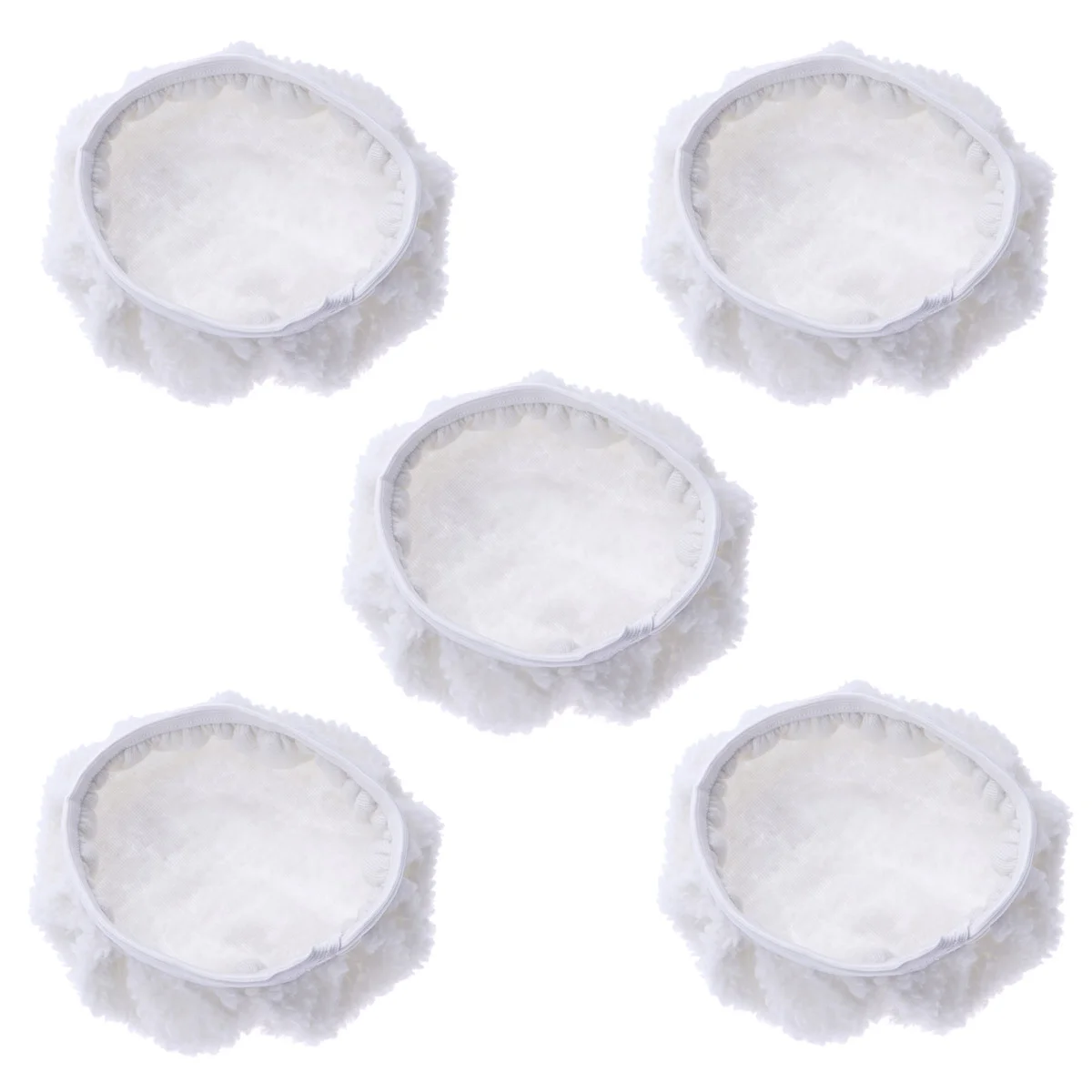 

5 PCS Car Polishing Waxing Lambswool Bonnets Pads - 9-10 inch (White)