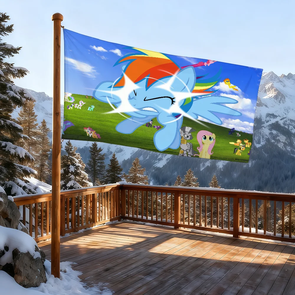 M-My L-Little P-Pony-ES Cartoon-Flagge für Zimmer, Wohnheim, Camping, Picknick, Kunststil, Garage, Bar, Wanddekoration, Banner – Detail 14