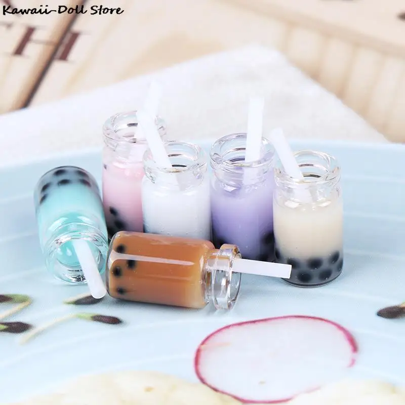 3Pcs 1:12 Dollhouse Miniature Creative Milk Tea Cup Cream Drinks Bottles Model Dolls Kitchen Food 4