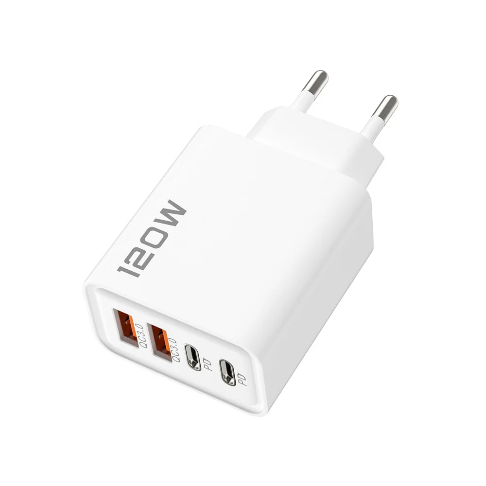 Szybka ładowarka USB 120W Quick Charge 3.0 Typ C do telefonów komórkowych, adapter do iPhone'a, Samsunga, Xiaomi, ładowarka sieciowa z wtyczką EU/US/UK