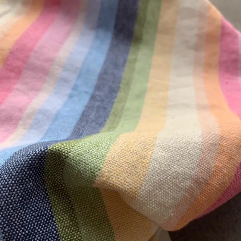 Colorful Woven Striped Linen Cotton Fabric for Dresses Pants High End Custom Spring Autumn Clothing Material Textured Premium - 5
