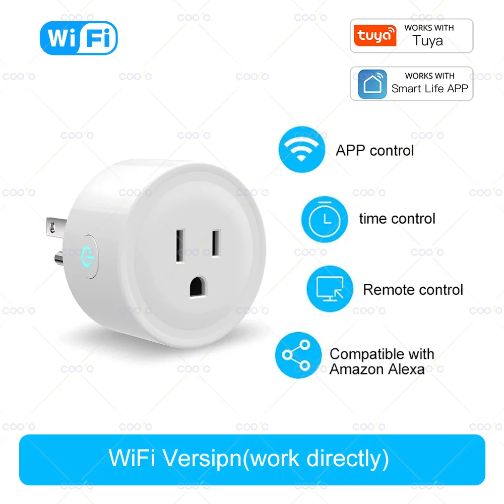 Tuya 16A Akıllı Fiş Zigbee WiFi Soketi ABD Kanada Meksika Peru Japonya Güç İzleme Zamanlama Fonksiyonu Alexa Google Home ile Çalışır