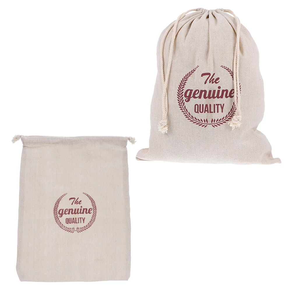 

2pcs Bread Drawstring Bags Baking Food Storage Pouches Linen Bread Bags