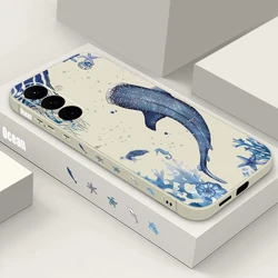 Ocean Shark Whale Design Phone Case Cover - Galaxy A37 (A977 Beige White)