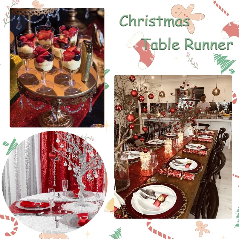 Sequined table Glitter Sequined dining table decoration  Halloween Party Wedding Christmas banquet Table Sparkling Decorations 5