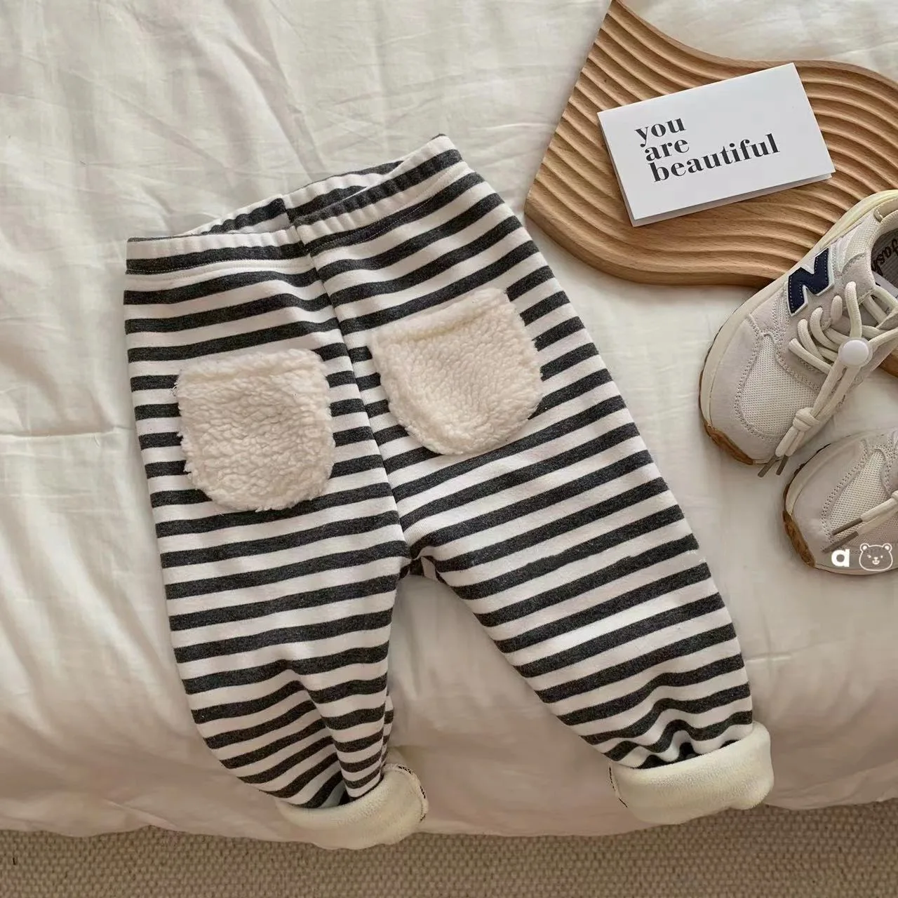 Baby Girl Winter Clothes Pants Strap Pants Baby Winter Stripe