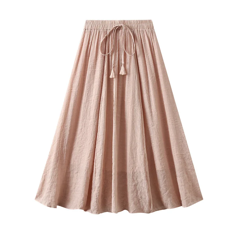 

Cotton Linen Double Layered Women In 2022, New Mid Length Style Suitable For Hips And Thighs, Thick Skirt 8818