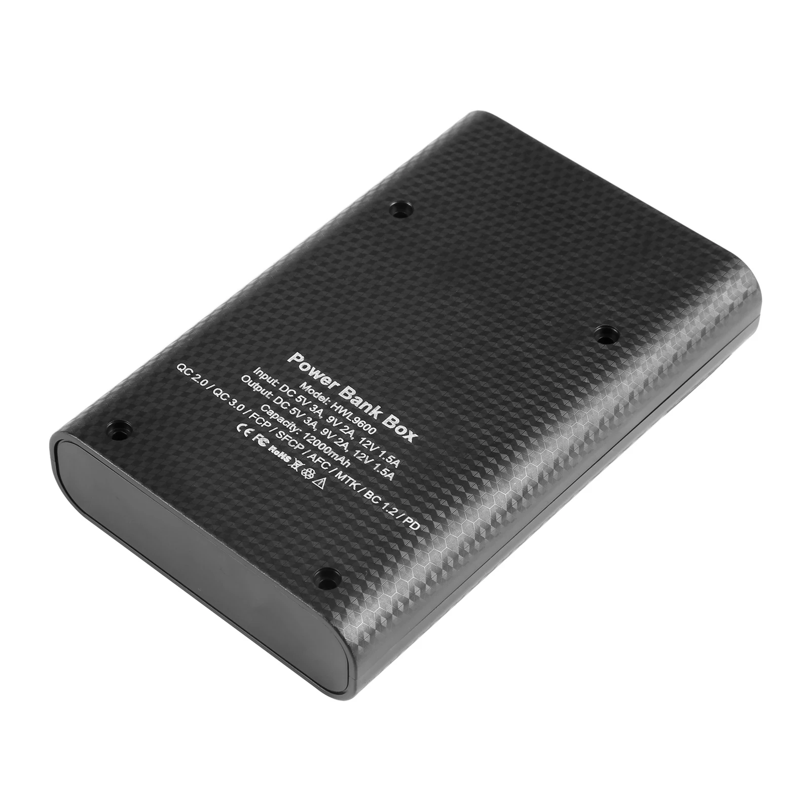 HAWEEL Power Bank Shell Box DIY 4x 18650 Battery (Not Included) 12000mAh Dual-way QC Charger with 2x USB Output & Display