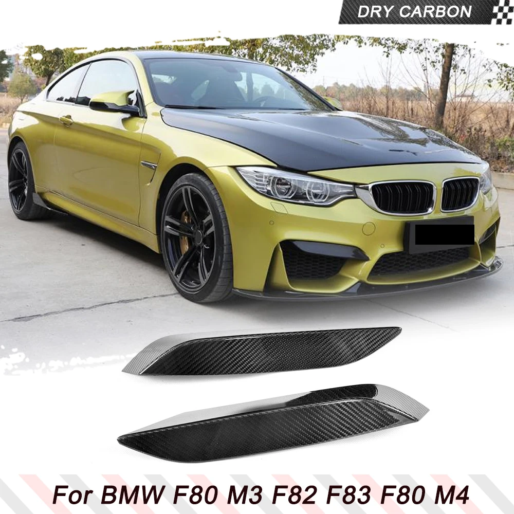 Carbon Fiber Front Bumper Fog Lights Corner Splitters Covers Trim for BMW F80 M3 F82 F83 M4 4 Door 2 Door 2014 -