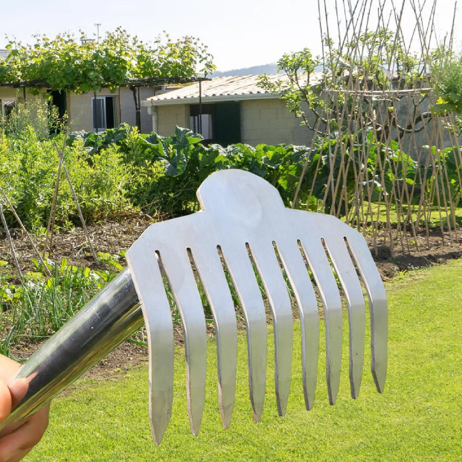 Stainless Steel Weeds Puller Heavy Duty Lawn Rake Manual Root Remover Gardening Tool for Garden Yard Farm