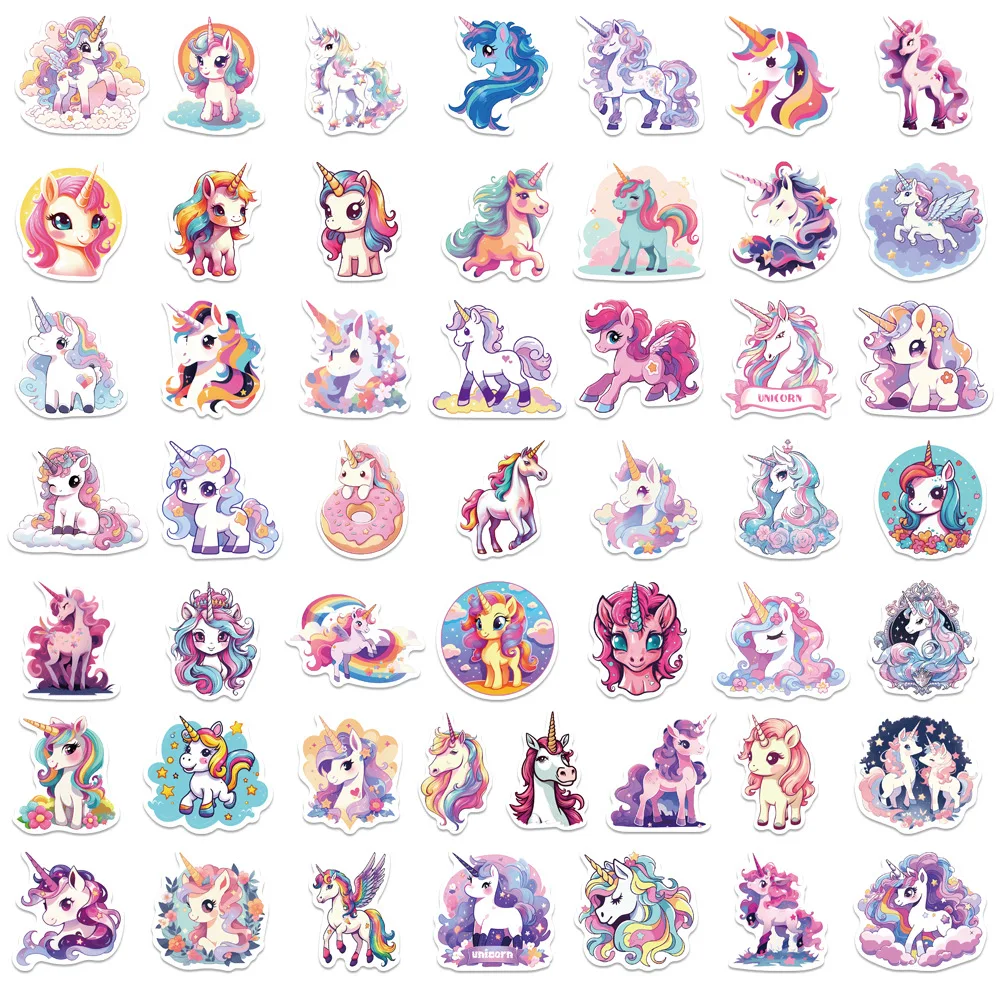 50PCS Adorable Unicorn & Animal Graffiti Stickers - Waterproof Decorative Set