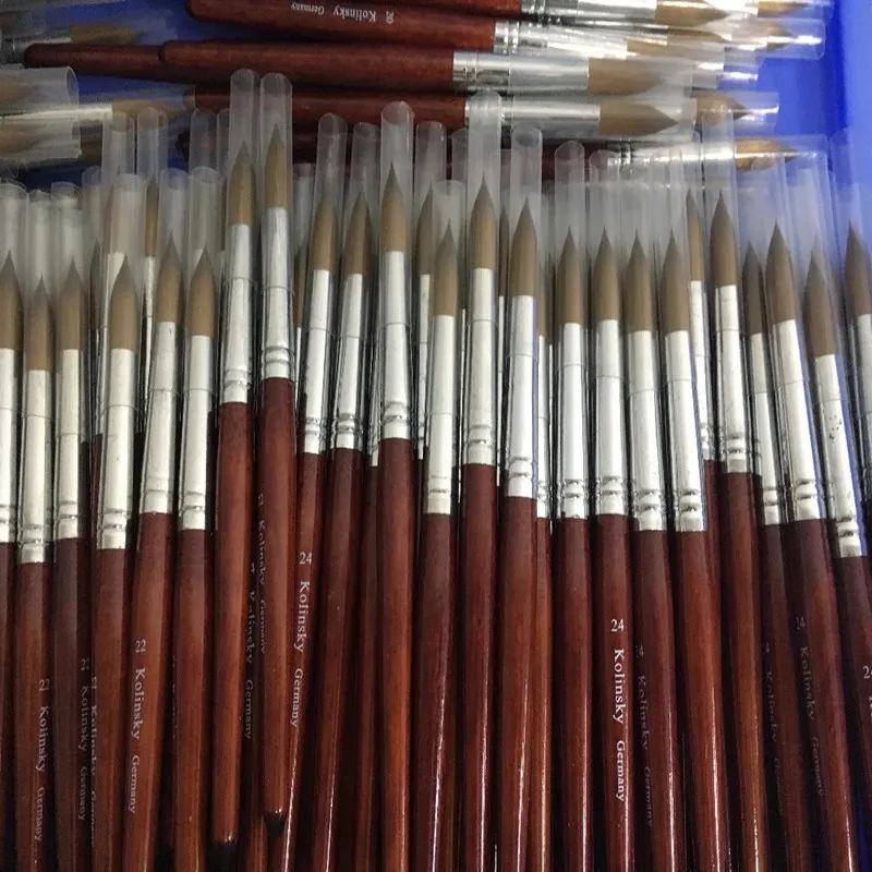 Good Quality Nail Art Mink Brush Wood Handle Gel Build Manicure Drawing Tools Kolinsky Acrylic Dotting Painting Brushes 1Pcs 6