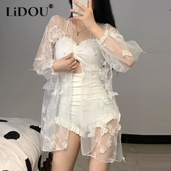 2023 New Korean Fashion Summer Bikinis Set Women Solid Color Aesthetic Vintage Evening Party Sexy Chic Street Bodycon Swimwear