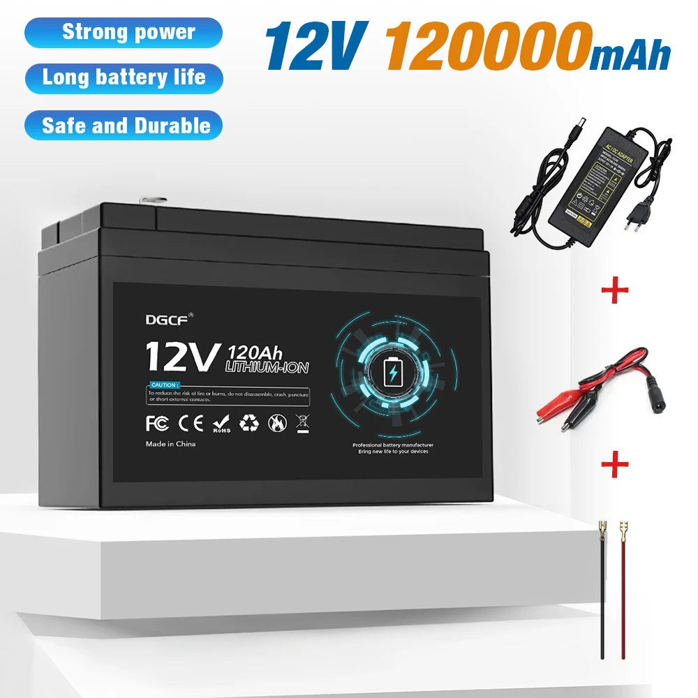 

12V 100Ah 120Ah lithium Battery Pack Lithium Iron Phosphate Batteries Built-in BMS For Solar Boat With 12.6V Charger