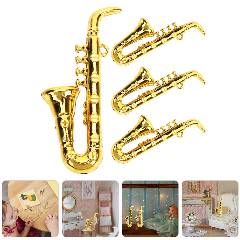 

4 Pcs Miniature Sax Decor Saxophone Ornament Musical Instrument Desktop Instruments