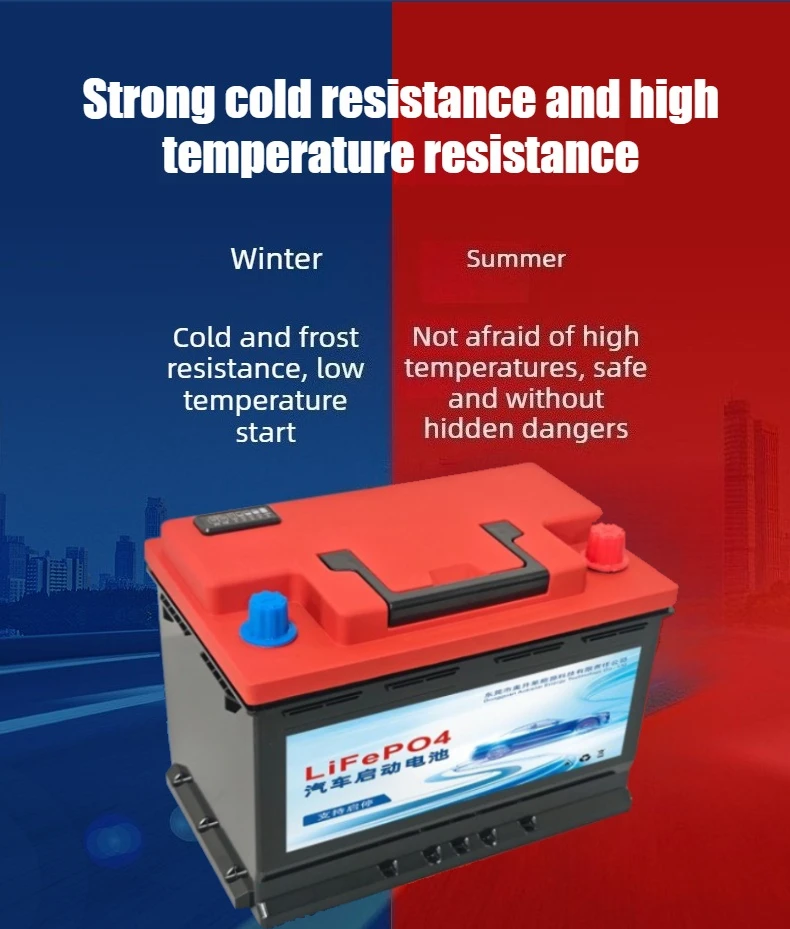 12V LiFePO4 Car Starter Battery Start-Stop Large Capacity Low-Temperature Resist