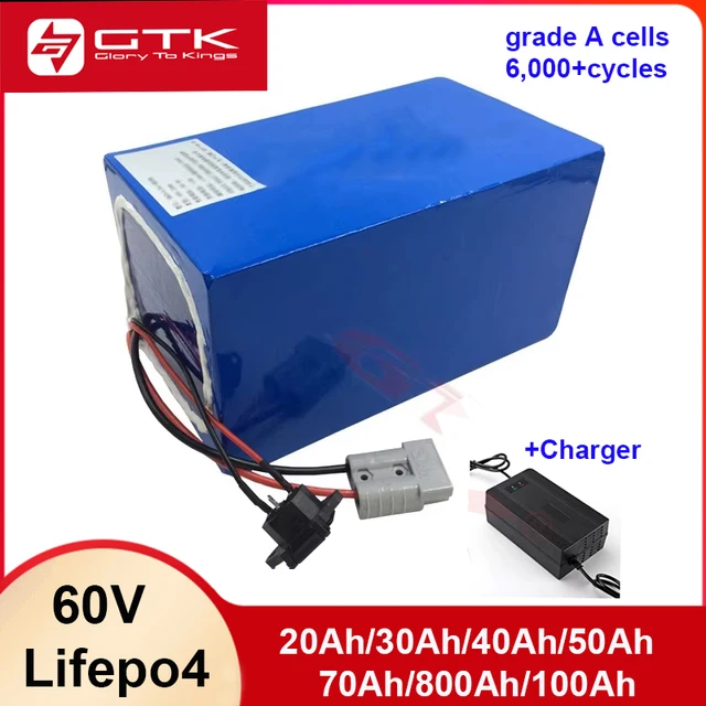 Batterie au Lithium Lifepo4 à cycle profond 60V 60ah 50ah 80ah 100ah 20ah 30ah 40ah 70ah pour moteur 2KW 3KW 5KW 1