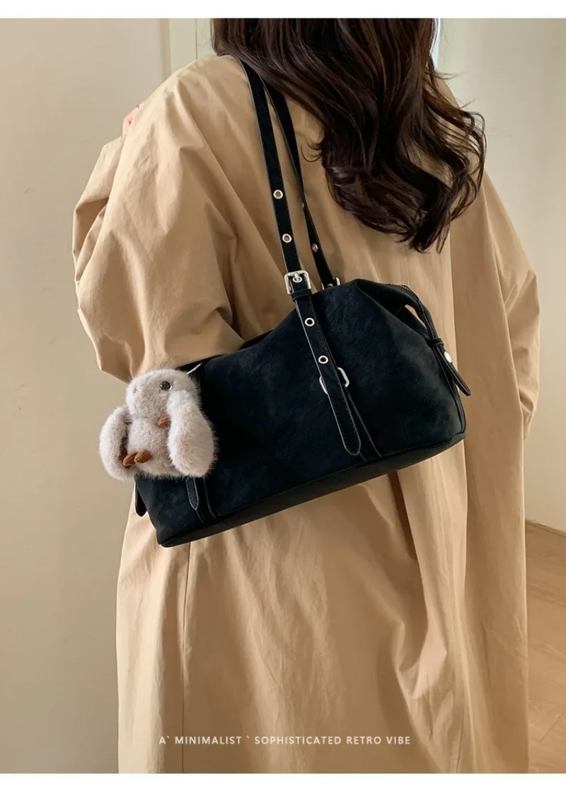 Borsa a Tracolla Hobo in Camoscio Multicolore per Donna, Stile Quotidiano, per Lavoro, Viaggi, Pendolarismo e Casual Street Style - immagine 5