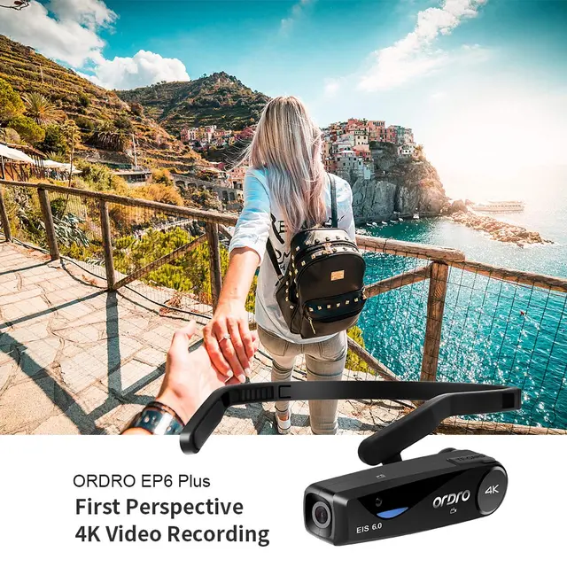 Head Wearable Vlog Camera for YouTube Video, Ordro EP6 PLUS FPV WiFi 4K 30 FPS Camcorders Webcam, Blogger Videos Recorder 6