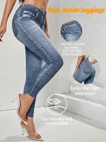 Leggings rétro non en jean pour femmes, leggings de sport slim, pantalons de fitness taille haute, vêtements de sport, leggings de course à séchage rapide 1