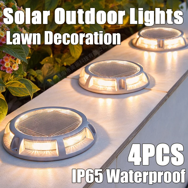 

4PCS LED Solar Buried Lights Outdoors Waterproof Lawn Courtyard Buried Lamps Corridor Terrace Garden Corridor Grassland Lighting