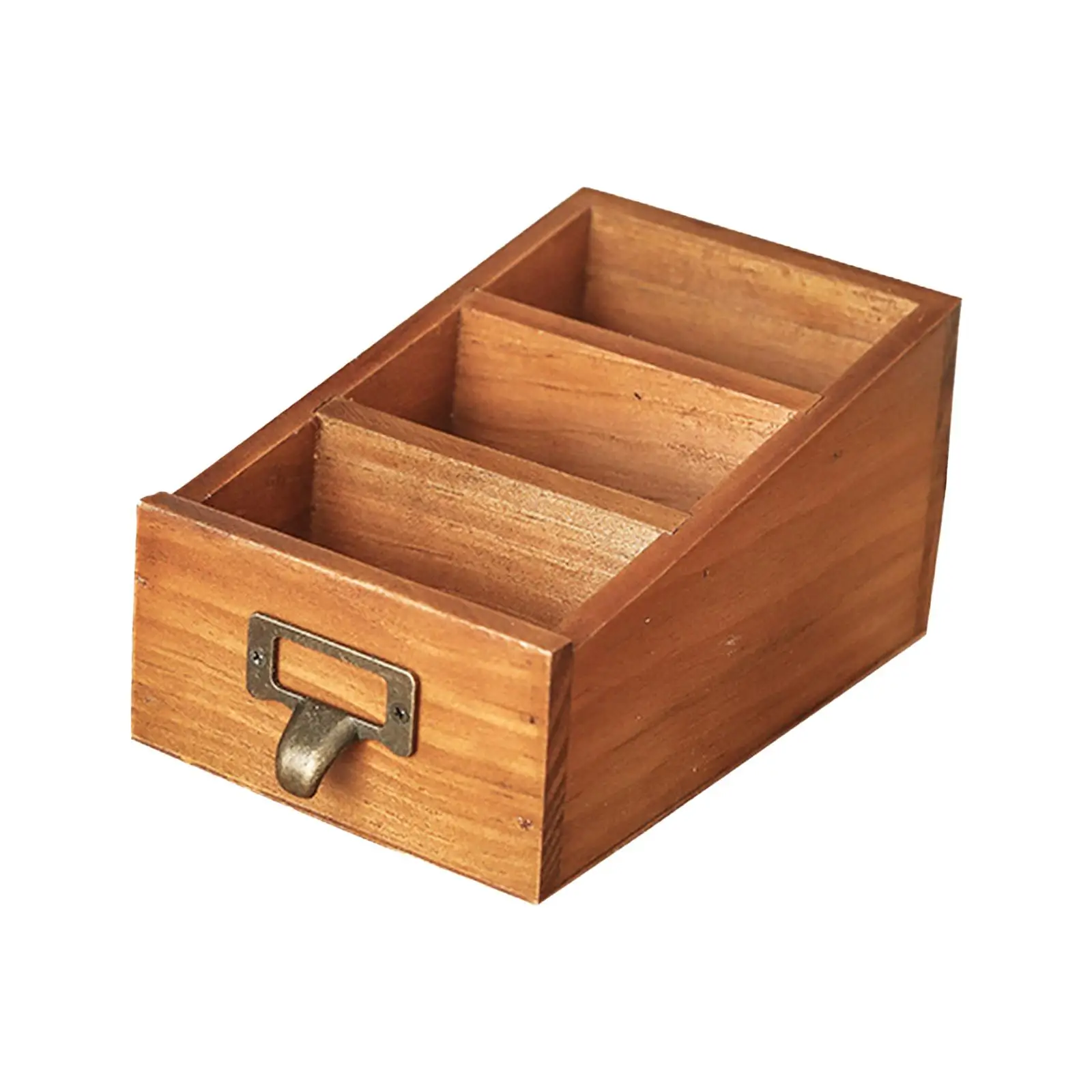 Wooden Desktop Organizer Office Supplies Storage Case with Grids Remote Control Caddy Holder Makeup Brush Holder for Desktop