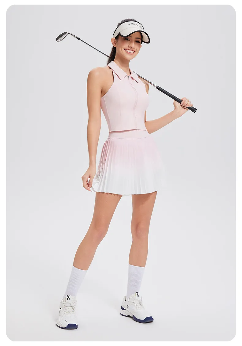 Women Tennis Suit Set, Polo Collar, Front Zipper, Badminton Sports Short Skirt 10 Sd65f4b7146d34cb8afb8f674c26faf67g