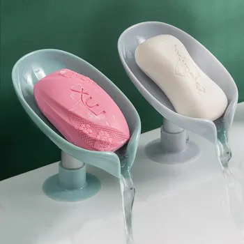 배수 비누 받침대 잎 모양 비누 상자, 흡입 컵 트레이 건조 랙, 샤워 스폰지 컨테이너, 주방 욕실 액세서리, 2 개