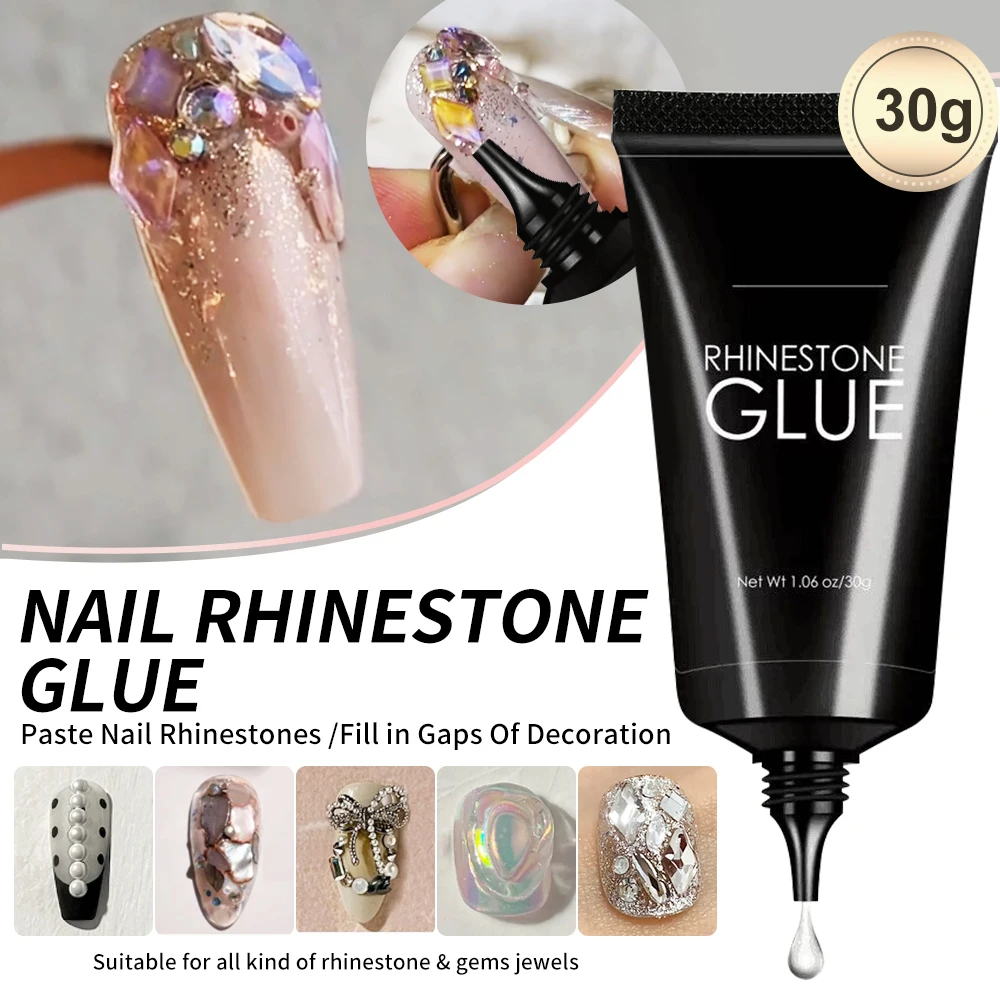 

1pc Nail Rhinestone Glue Gel for Nails, 30g Super Strong Adhesive Gel for Nail Gem, Jewels, Glitter, Crystals Beads Diamonds DIY