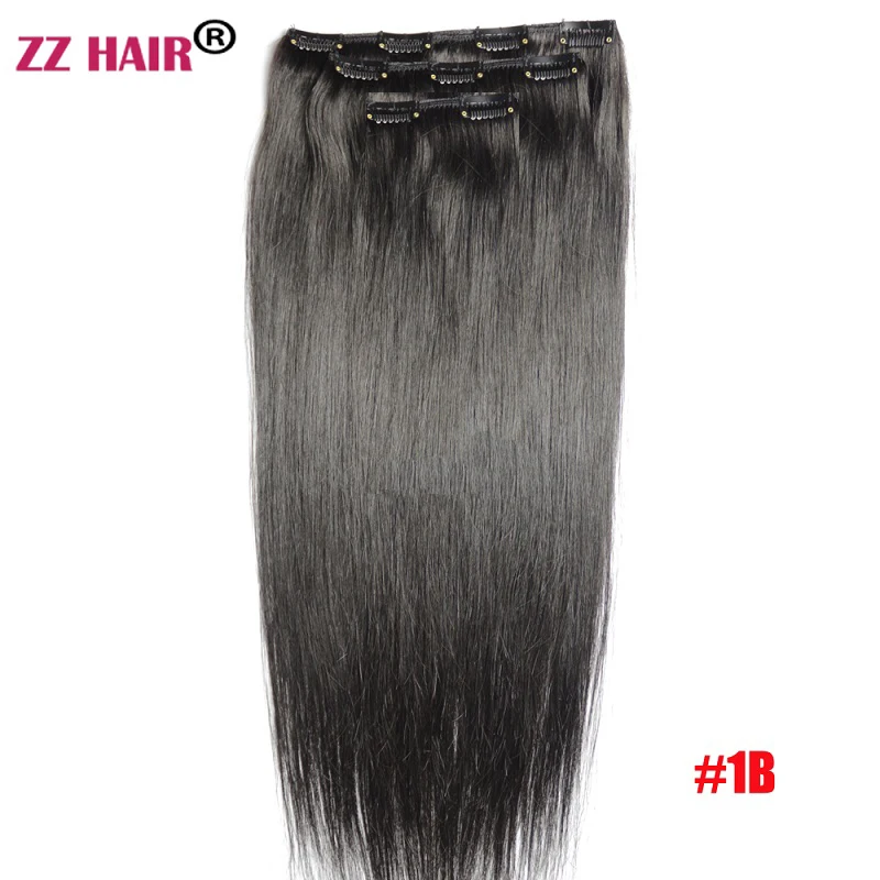 ZZHAIR Human Remy Hair Extensions 16"-24" 3 Pcs Set 100g Clips-in Three Pieces 1x20cm 1x15 cm 1x10cm Natural Straight