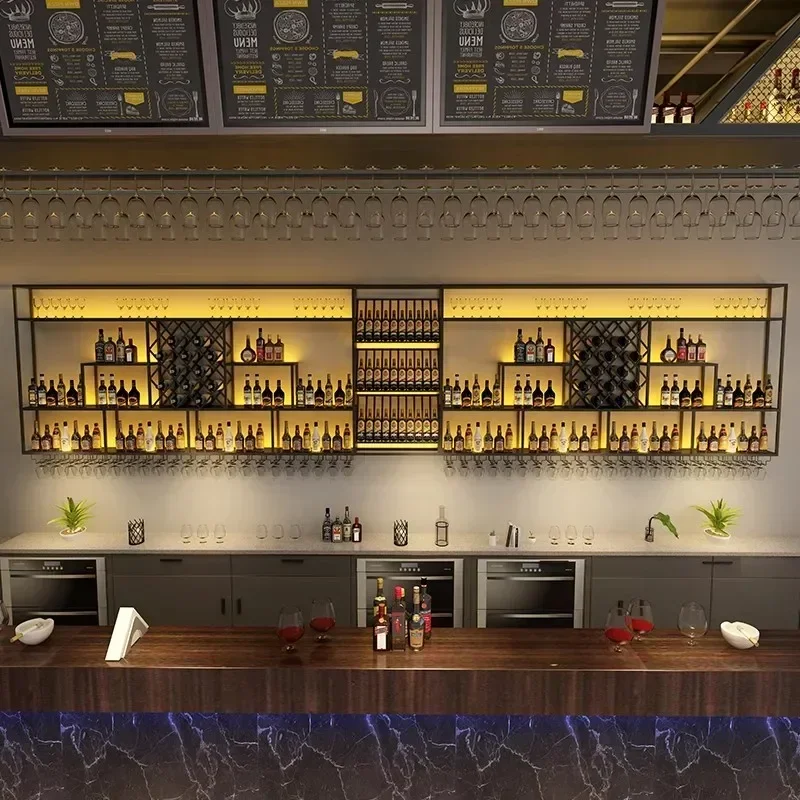 

Industrial Display Wine Storage Metal Cellar Restaurant Bar Cabinet Cocktail Unique Botellero Vino Kitchen Furniture