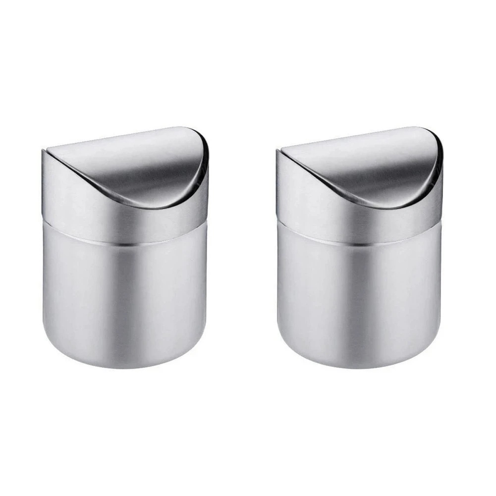 

2X Mini Trash Can for Desk with Lid Desktop Trash Can Small Tiny Countertop Trash Bin Can for Office Bathroom Kitchen