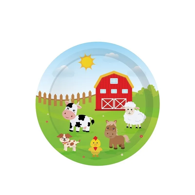 Set Decorazioni per Festa di Compleanno a Tema Animali della Fattoria per Bambini - Tovaglia di Carta, Piatti, Bicchieri, Tovaglioli - immagine 4