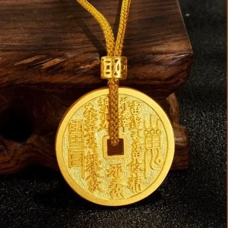 

Golden Mountain Ghost Spending Pendant Inheriting Ancient Method Handmade Gossip Thunder Array Safe Buckle Pendant Men's Jewelry