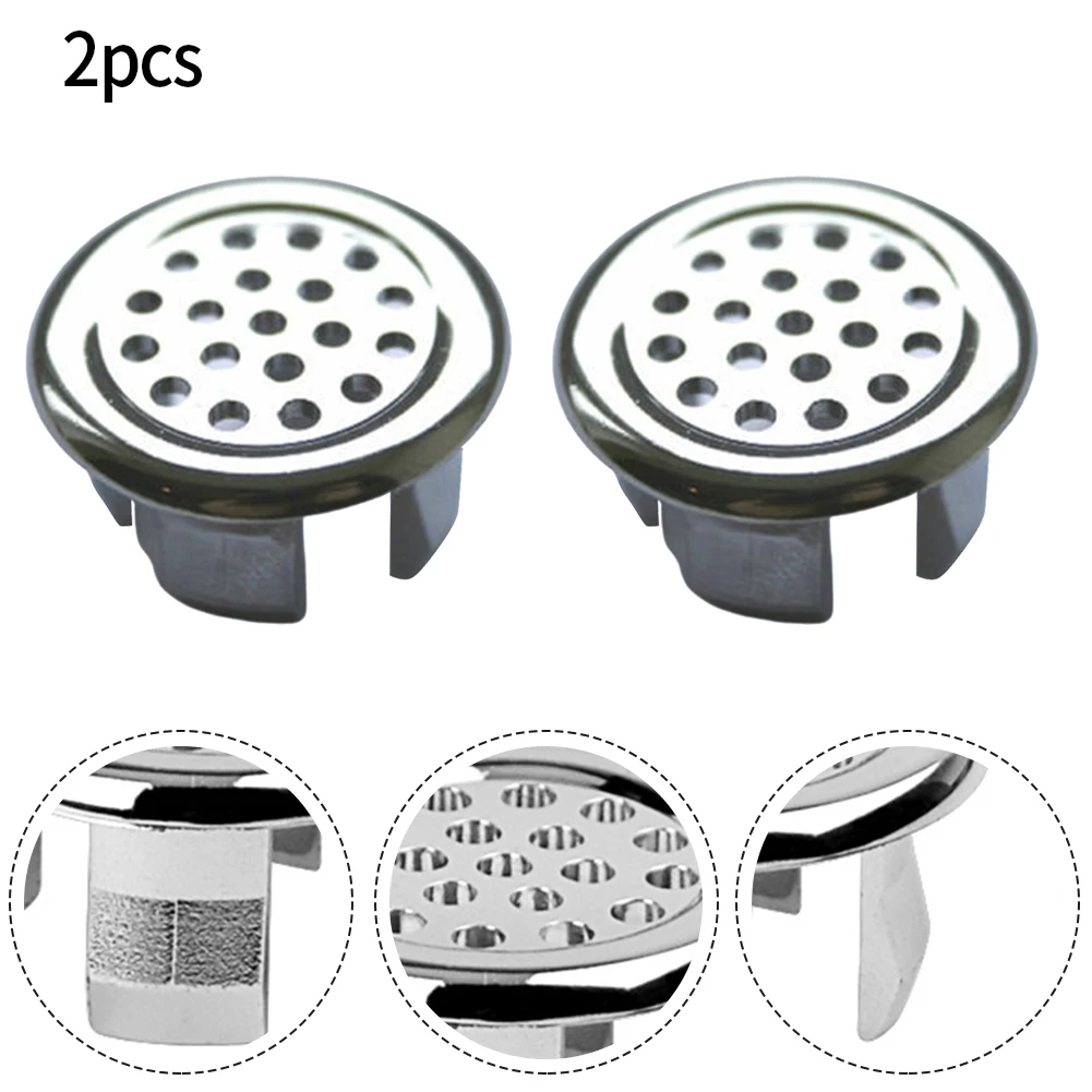 

2pcs Bath Sink Round Ring Overflow Spare Cover Plastic Silver Plated Tidy Trim Bathroom Ceramic Basin Ceramic Pots Overflow