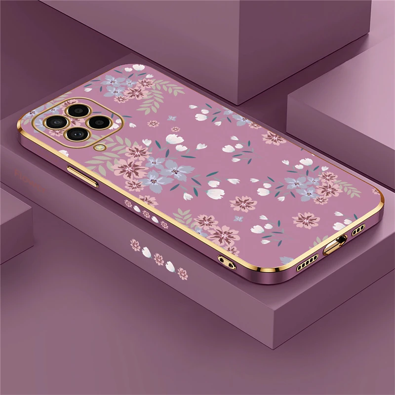 Luxury Plating Soft Silicone Floral Phone Case