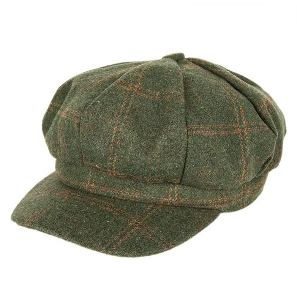 Woolen Hats for Women Vintage Plaid Tweed Gabby Baker Boy Eight Piece Female Beret Spring Autumn NEWSBOY