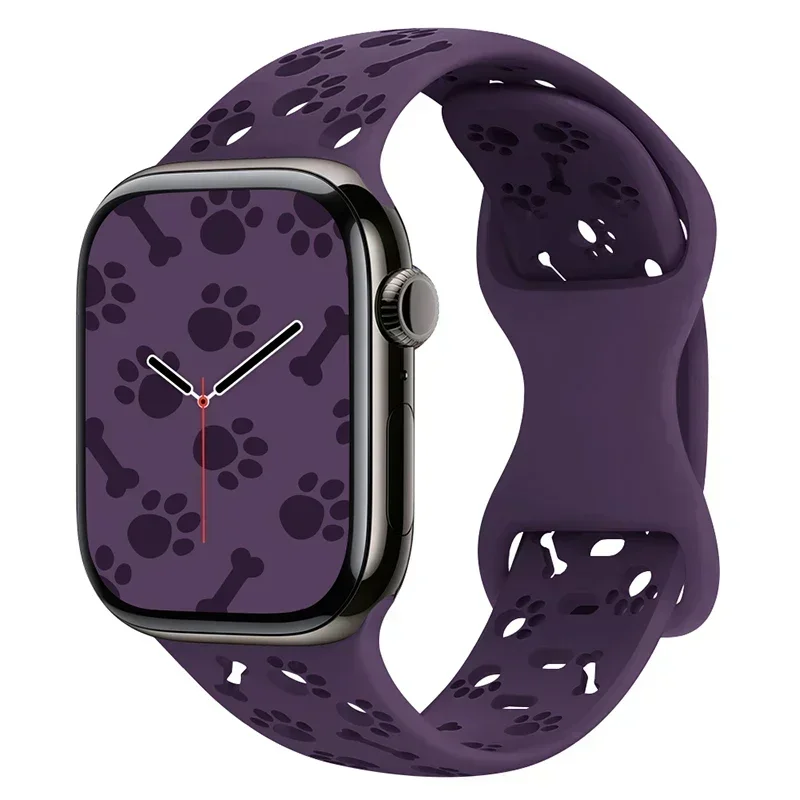 ตัวเลือกสินค้า สายรัดข้อมือซิลิโคนลายอุ้งเท้าสุนัขสำหรับ Apple Watch