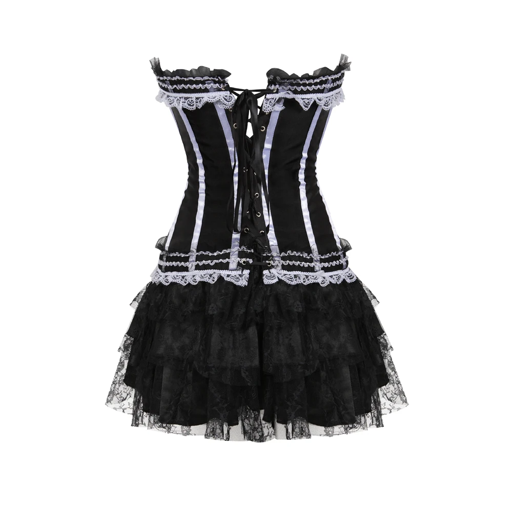 European Style  Corset Dress ，7 Top for Party 2  Piece Bow  Sets Womens Outfit Victorian Lingerie Dress for Date Night