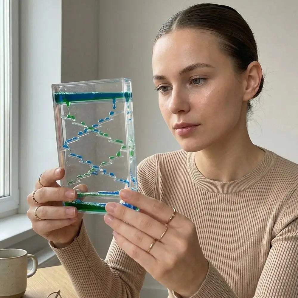 창의적인 다채로운 액체 모래 타이머 사각형 플라스틱 케이스 다이나믹 슬라임 ..