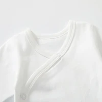 Newborn Baby Clothing Slanting Open Buckle T Shirt Tops Cotton Long Sleeves Solid Color Tees Baby Boys Girls Outfit 0-12 Months 2