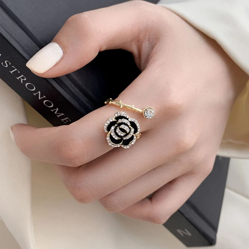 Finger Rings Fashion Rings Zircon Rings Metal Rings Rose Flower Shaped Metal Rings for Women